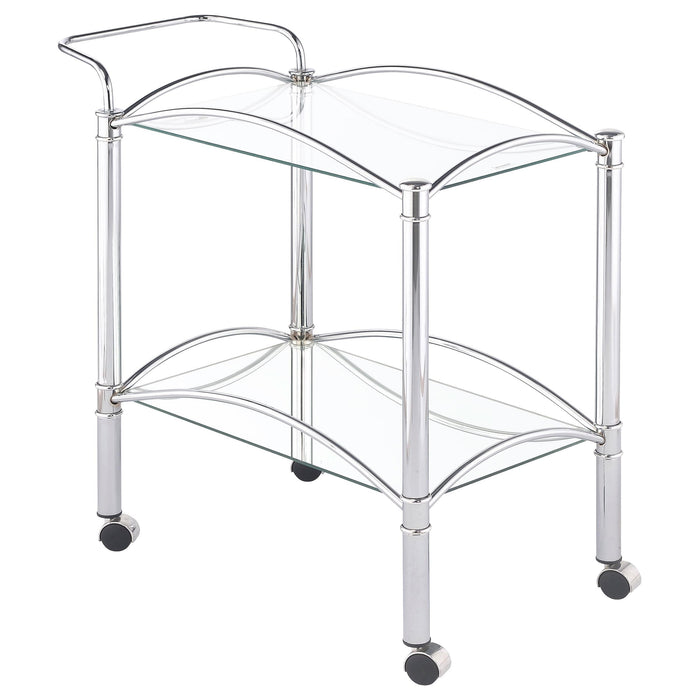Shadix 2-tier Serving Cart with Glass Top Chrome and Clear - U&U Home Budget Furniture (Carteret, NJ)