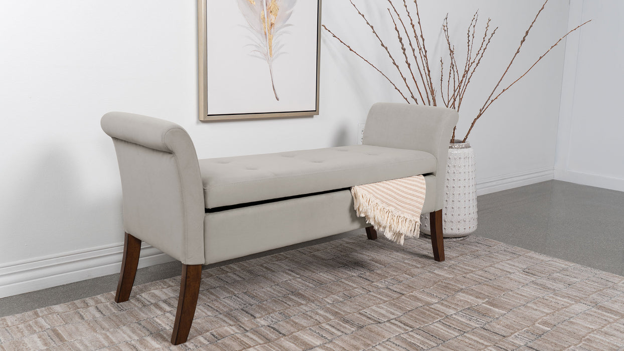 Farrah Upholstered Rolled Arms Storage Bench - U&U Home Budget Furniture (Carteret, NJ)