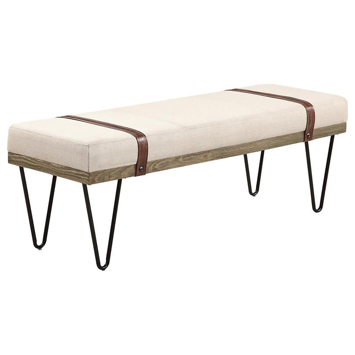 Austin Upholstered Bench Beige and Black - U&U Home Budget Furniture (Carteret, NJ)