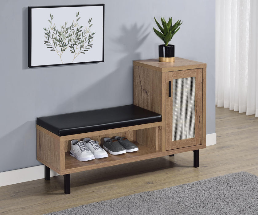 Teller 1-door Entryway Shoe Storage Cabinet Natural Oak - U&U Home Budget Furniture (Carteret, NJ)