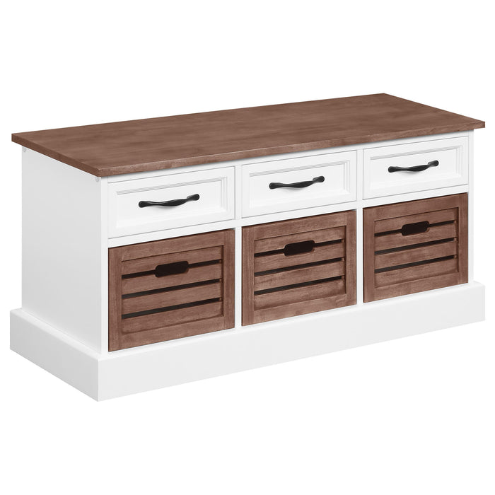 Alma 3-drawer Storage Bench Weathered Brown and White - U&U Home Budget Furniture (Carteret, NJ)
