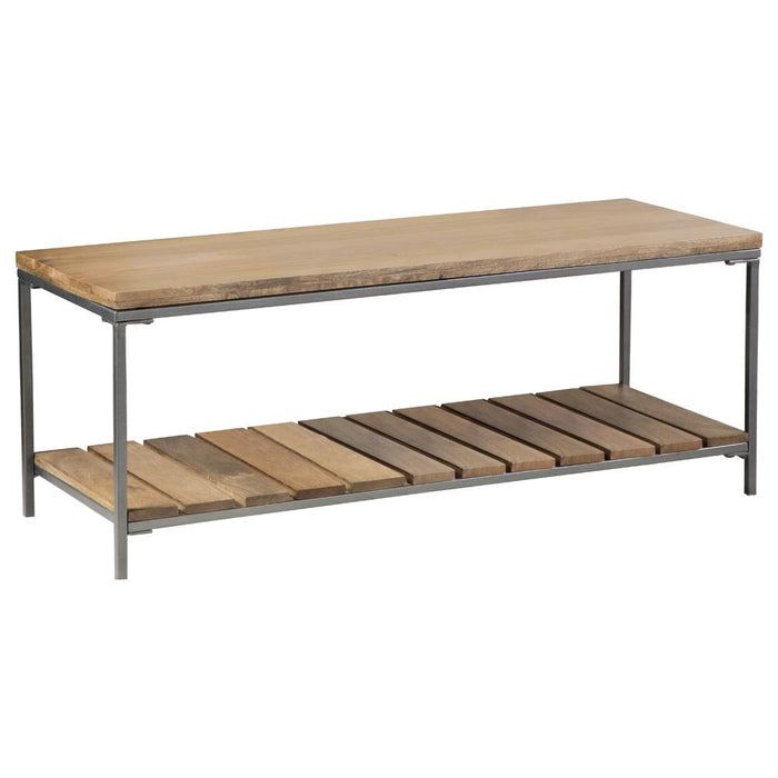 Gerbera Accent Bench with Slat Shelf Natural and Gunmetal - U&U Home Budget Furniture (Carteret, NJ)