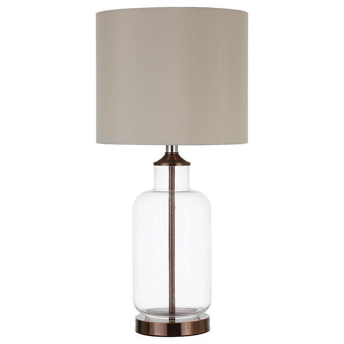 Aisha Drum Shade Table Lamp Creamy Beige and Clear - U&U Home Budget Furniture (Carteret, NJ)