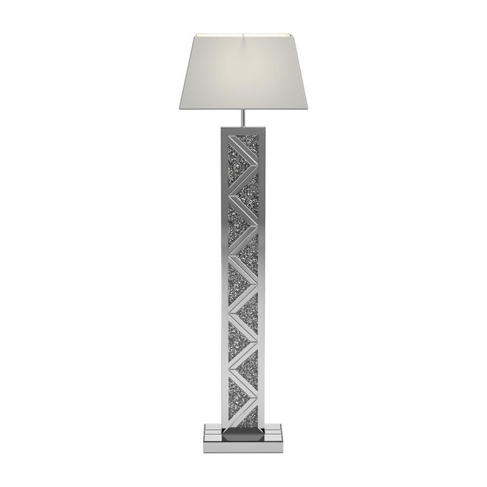 Carmen Geometric Base Floor Lamp Silver - U&U Home Budget Furniture (Carteret, NJ)
