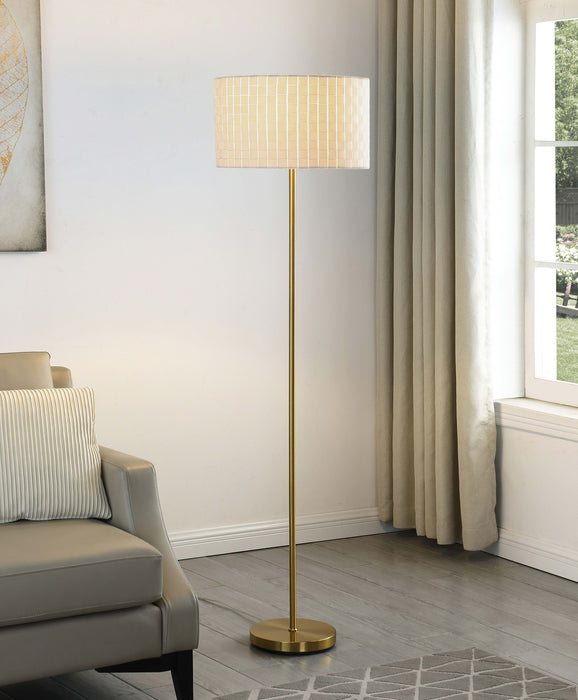 Ramiro Drum Shade Floor Lamp Gold - U&U Home Budget Furniture (Carteret, NJ)