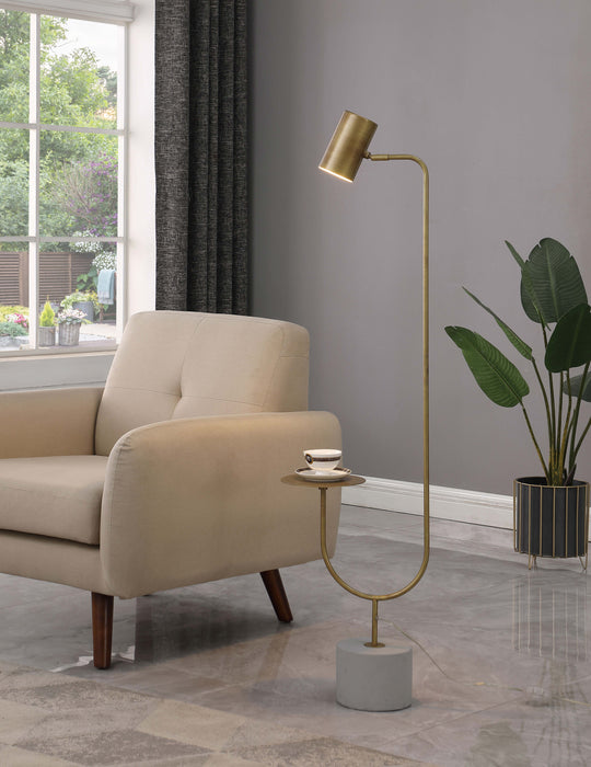 Jodie Round Base Floor Lamp Antique Brass and Grey - U&U Home Budget Furniture (Carteret, NJ)