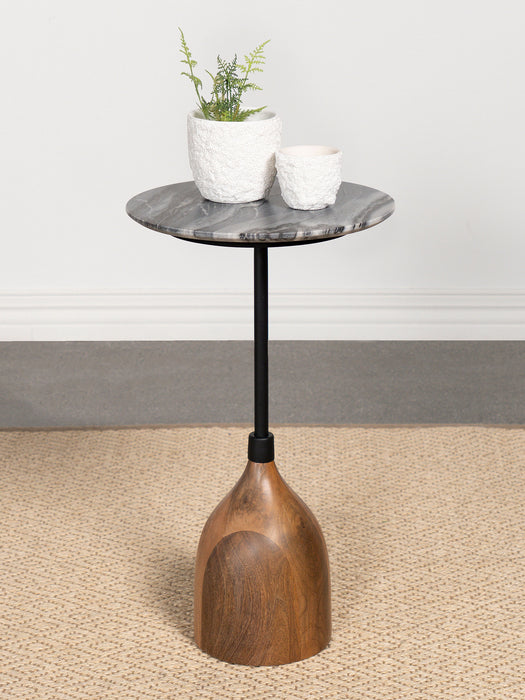 Ophelia Round Marble Top Side Table Black - U&U Home Budget Furniture (Carteret, NJ)