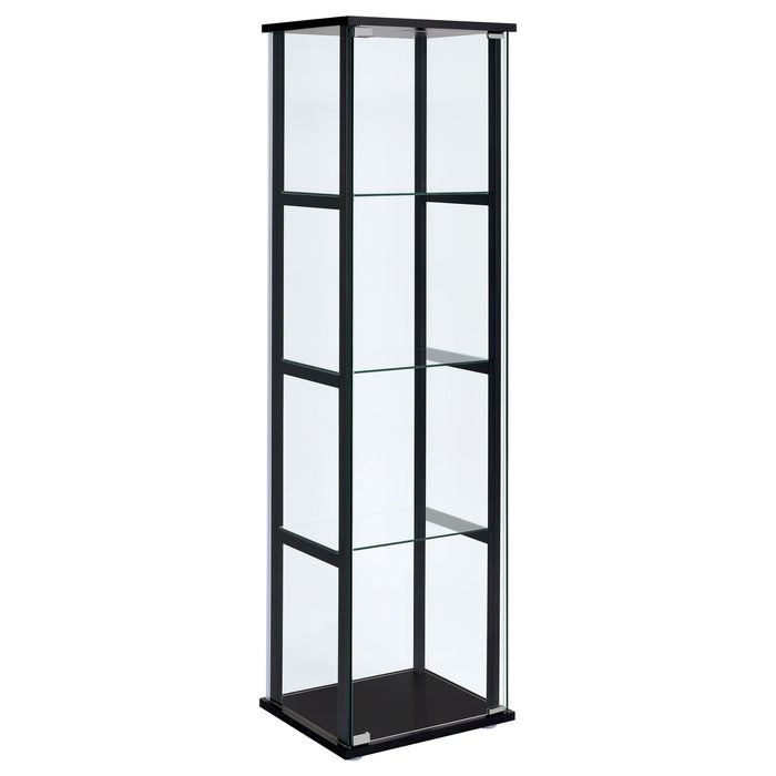 Cyclamen 4-shelf Glass Curio Cabinet Black and Clear - U&U Home Budget Furniture (Carteret, NJ)