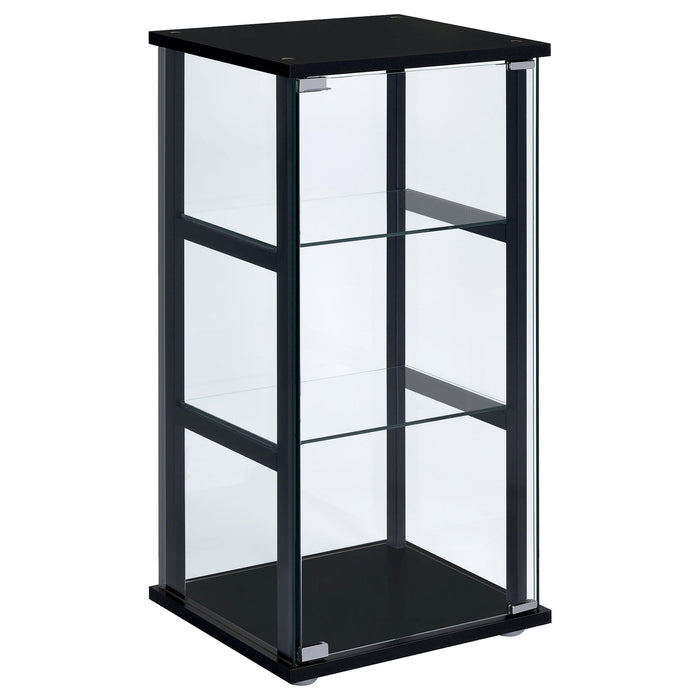 Cyclamen 3-shelf Glass Curio Cabinet Black and Clear - U&U Home Budget Furniture (Carteret, NJ)