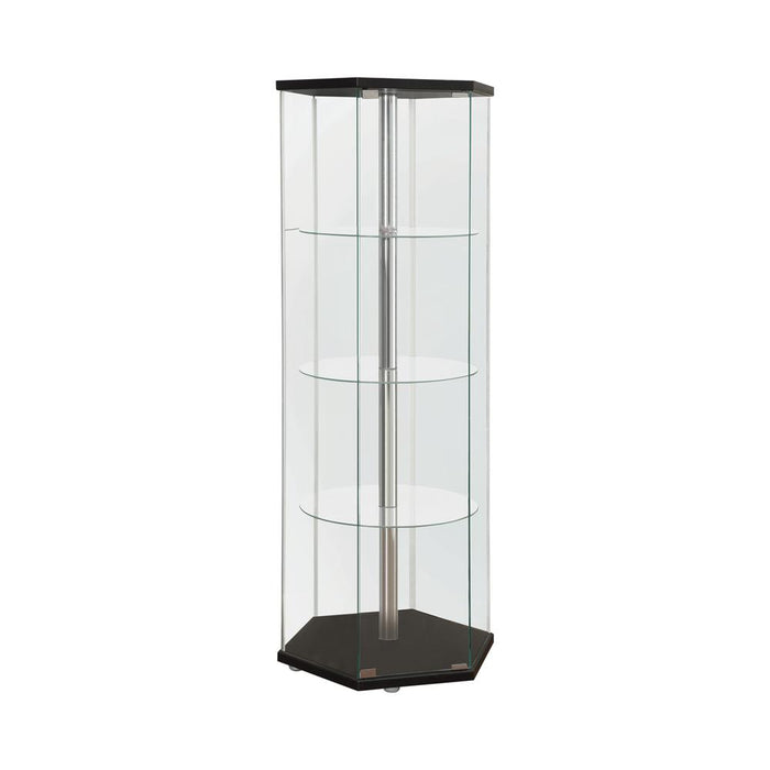 Traditional Glass Hexagon Curio Cabinet - U&U Home Budget Furniture (Carteret, NJ)