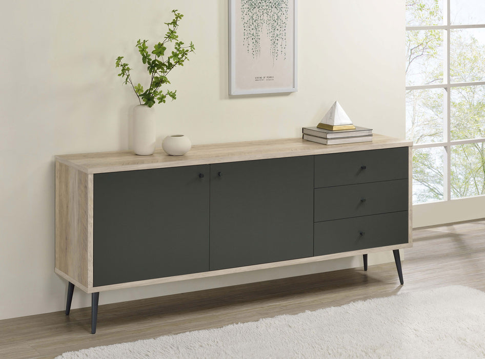 Maeve 2-door Engineered Wood Accent Cabinet Grey and Antique Pine - U&U Home Budget Furniture (Carteret, NJ)