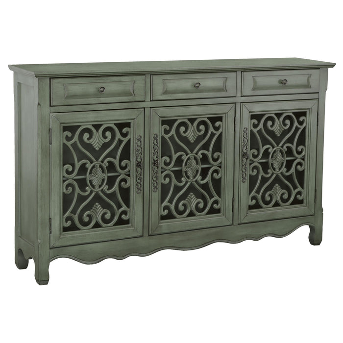 Madeline 3-door Accent Cabinet Antique Green - U&U Home Budget Furniture (Carteret, NJ)