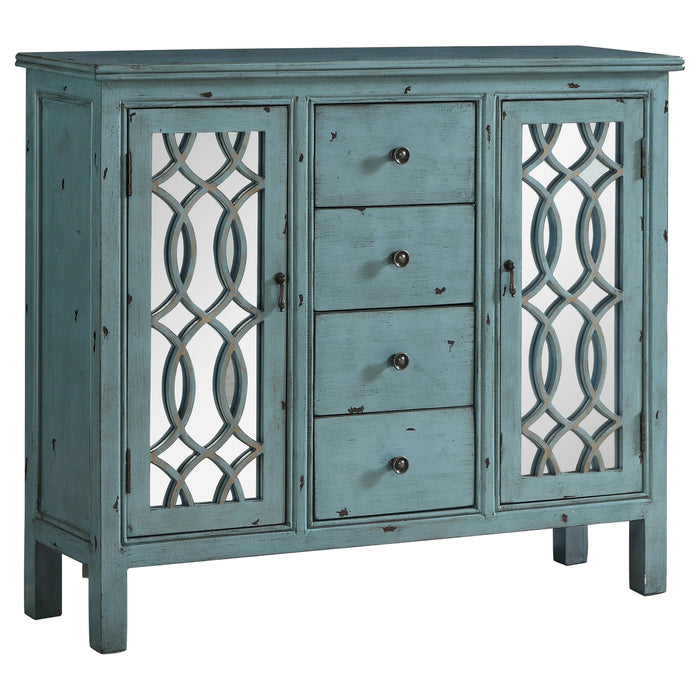 Rue 4-drawer Accent Cabinet Antique Blue - U&U Home Budget Furniture (Carteret, NJ)