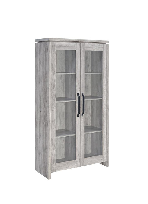 Alejo 2-door Tall Cabinet Grey Driftwood - U&U Home Budget Furniture (Carteret, NJ)