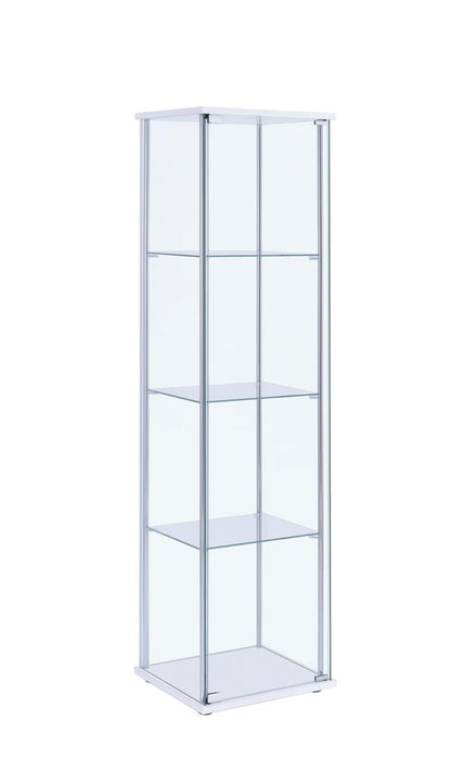 Bellatrix Rectangular 4-shelf Curio Cabinet White and Clear - U&U Home Budget Furniture (Carteret, NJ)