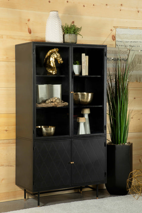 Santiago Rectangular 4-door Cabinet Matte Black - U&U Home Budget Furniture (Carteret, NJ)