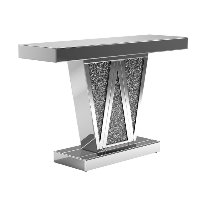 Crocus Rectangular Console Table Silver - U&U Home Budget Furniture (Carteret, NJ)