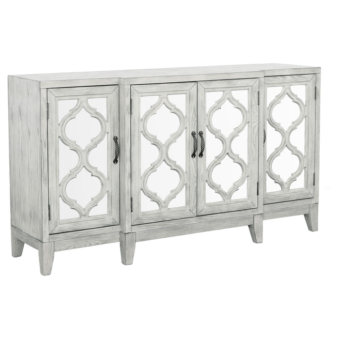 Mckellen 4-door Accent Cabinet Antique White - U&U Home Budget Furniture (Carteret, NJ)