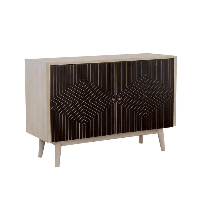 Ixora 2-door Accent Cabinet White Washed and Black - U&U Home Budget Furniture (Carteret, NJ)