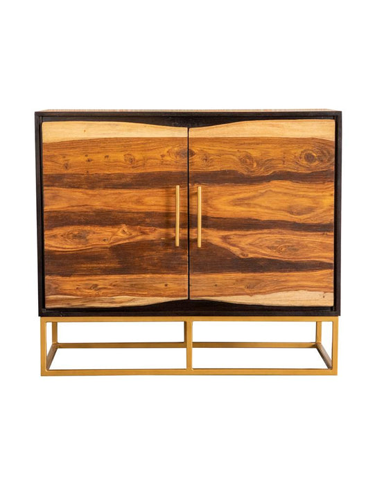 Zara 2-door Accent Cabinet Black Walnut and Gold - U&U Home Budget Furniture (Carteret, NJ)