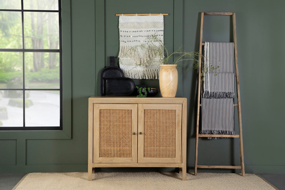 Zamora Rectangular 2-door Accent Cabinet Natural - U&U Home Budget Furniture (Carteret, NJ)