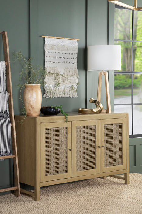 Zamora Rectangular 3-door Accent Cabinet Natural - U&U Home Budget Furniture (Carteret, NJ)