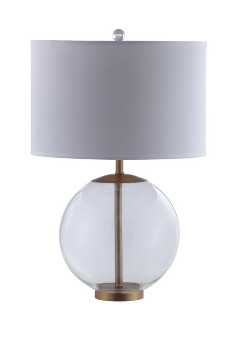 Kenny Drum Shade Table Lamp with Glass Base White - U&U Home Budget Furniture (Carteret, NJ)