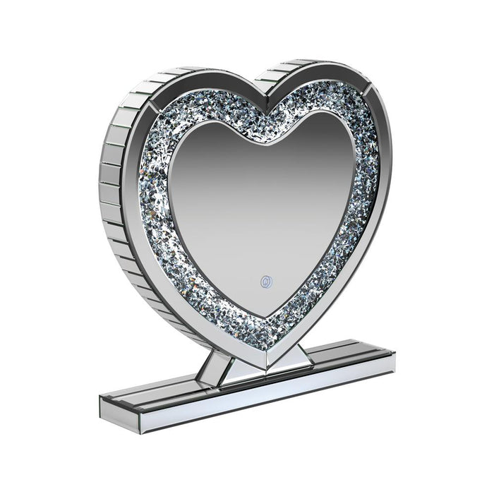 Euston Heart Shape Table Mirror Silver - U&U Home Budget Furniture (Carteret, NJ)