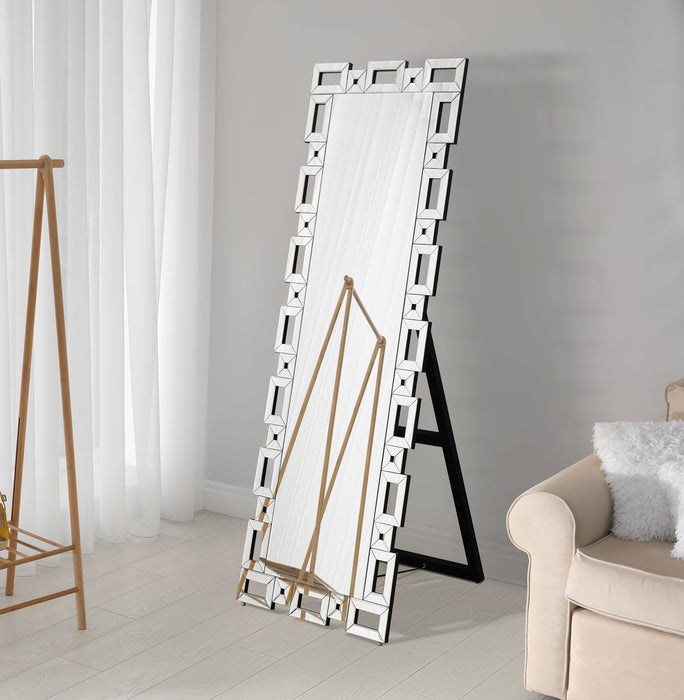 Tavin Geometric Frame Cheval Mirror - U&U Home Budget Furniture (Carteret, NJ)