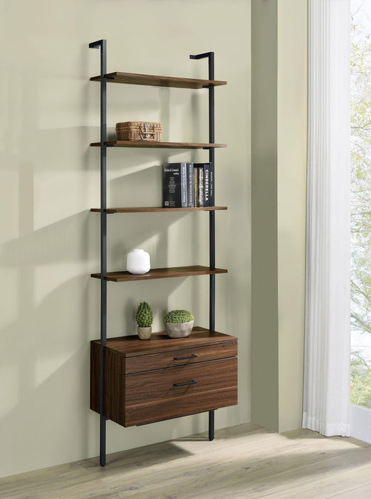 Owens 96-inch 4-shelf Storage Wall Bookshelf Walnut - U&U Home Budget Furniture (Carteret, NJ)