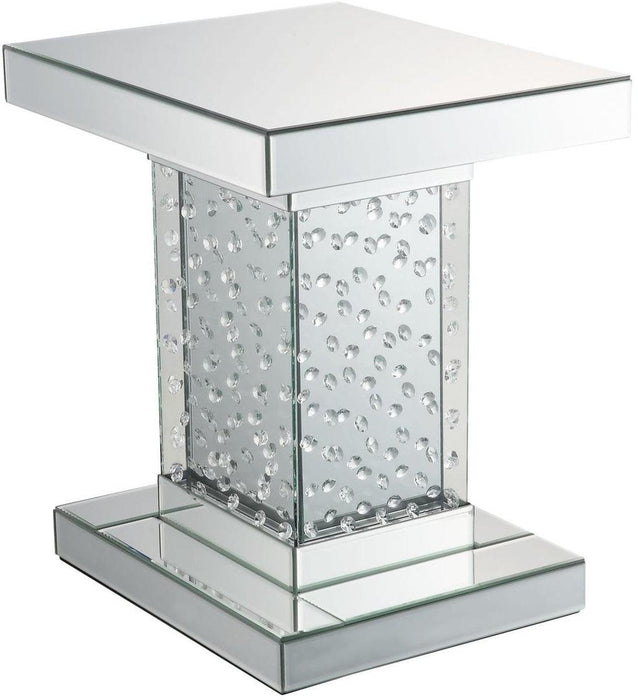 Acme Furniture Nysa End Table in Mirrored & Faux Crystals 80284 - U&U Home Budget Furniture (Carteret, NJ)