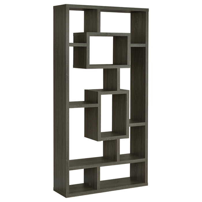 Howie 10-shelf Bookcase Weathered Grey - U&U Home Budget Furniture (Carteret, NJ)