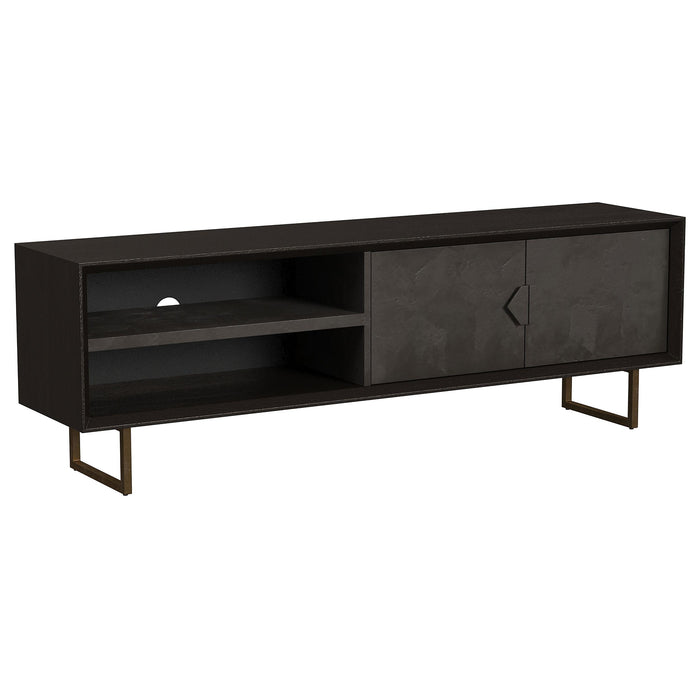 Marsden 2-door Wood 70" TV Stand Charcoal Black - U&U Home Budget Furniture (Carteret, NJ)