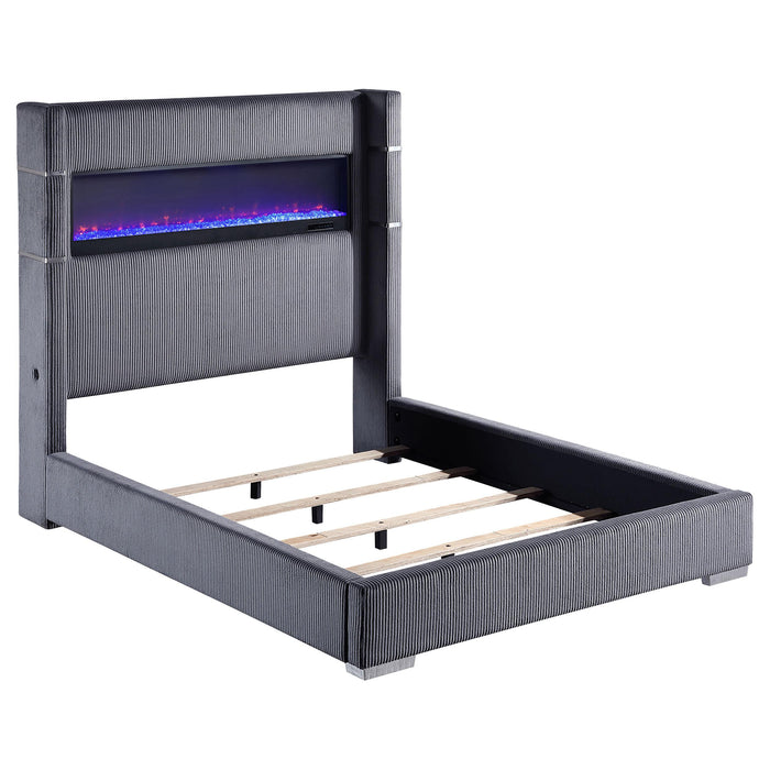 Tisdall California King, E.King & Queen Bed Grey, Black & Queen - U&U Home Budget Furniture (Carteret, NJ)