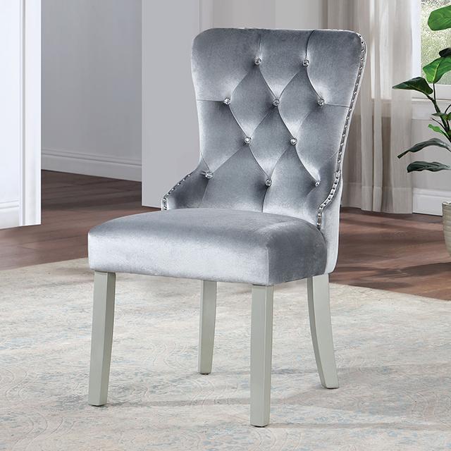ADALIA Wingback Chair (2/CTN), Silver/Dark Gray - U&U Home Budget Furniture (Carteret, NJ)
