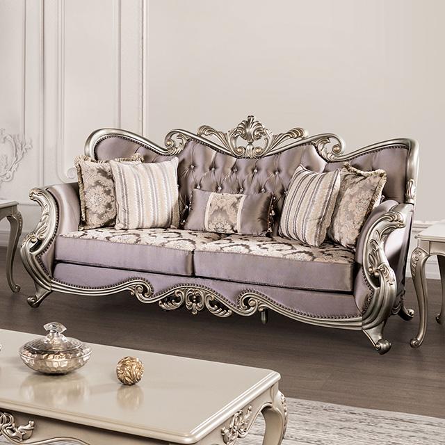 Albacete Sofa Campage & Walnut - U&U Home Budget Furniture (Carteret, NJ)