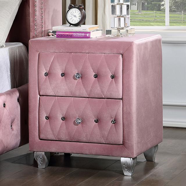 ZOHAR Night Stand, Pink - U&U Home Budget Furniture (Carteret, NJ)