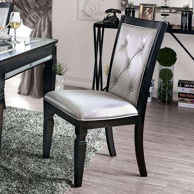 Alena Black/Silver Side Chair (2/CTN) - U&U Home Budget Furniture (Carteret, NJ)