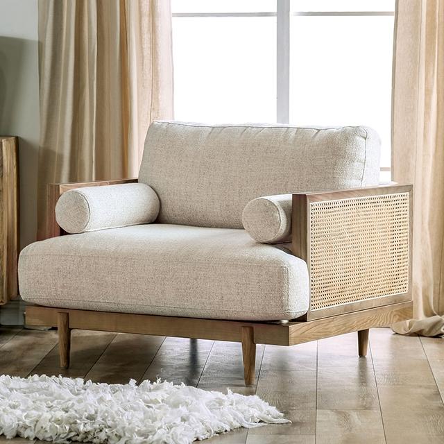 ALESUND Chair, Beige/Light Oak Natural & Brown - U&U Home Budget Furniture (Carteret, NJ)