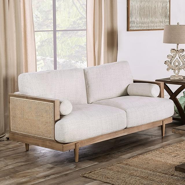 ALESUND Loveseat, Beige/Light Oak, Natural & Brown - U&U Home Budget Furniture (Carteret, NJ)