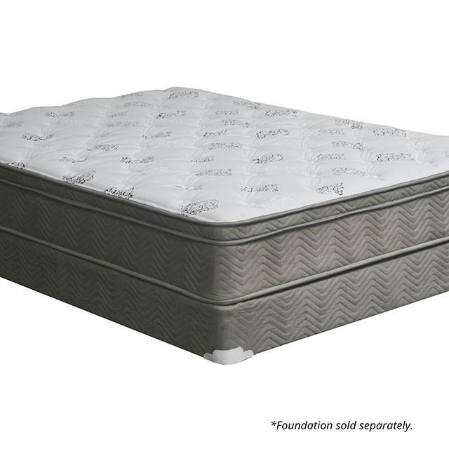 ALEKSA White, Gray 11" Euro Top Mattress, Cal.King, E.King, Full, & Queen - U&U Home Budget Furniture (Carteret, NJ)