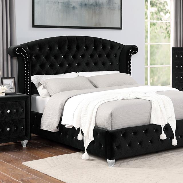 ZOHAR E.King Bed, Black - U&U Home Budget Furniture (Carteret, NJ)