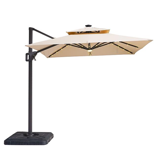 Xico 8 Ft Square Umbrella w/ Double Top w/ LED Light + 37" Large Base - U&U Home Budget Furniture (Carteret, NJ)