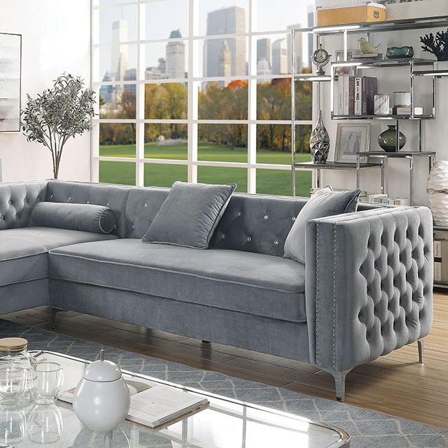 Amie Glam Gray & Black Sectional w/Storage - U&U Home Budget Furniture (Carteret, NJ)