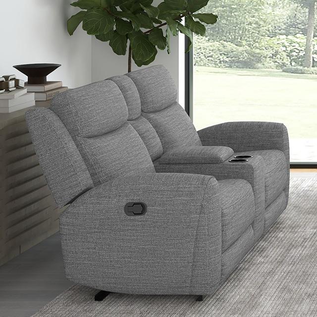 Antonius Manual Recliner Loveseat w/ Console - U&U Home Budget Furniture (Carteret, NJ)