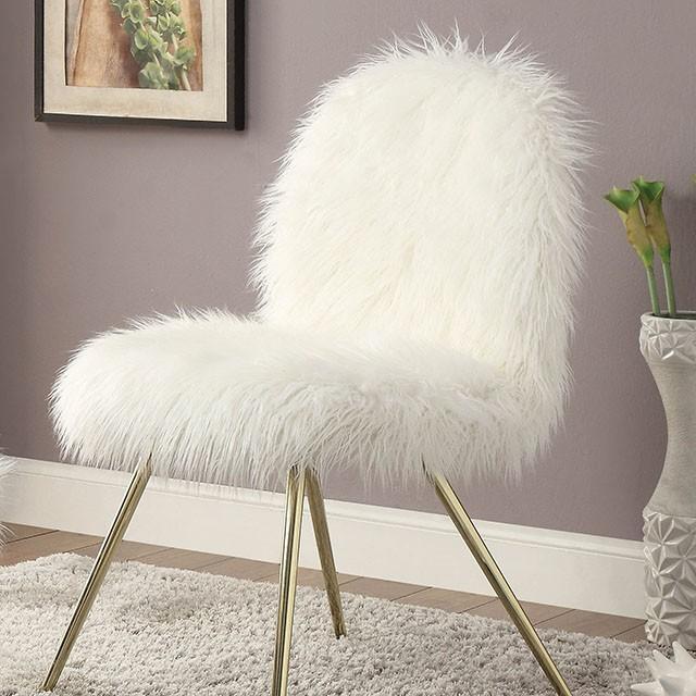 Caoimhe White/Gold Accent Chair - U&U Home Budget Furniture (Carteret, NJ)