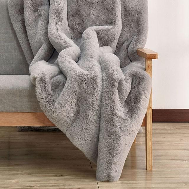 Caparica Silver Throw, Silver - U&U Home Budget Furniture (Carteret, NJ)