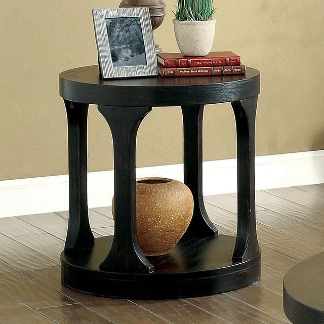 Carrie Antique Black End Table - U&U Home Budget Furniture (Carteret, NJ)