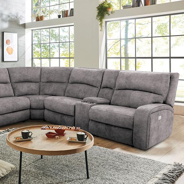 APOSTOLOS Power Sectional, Light Gray - U&U Home Budget Furniture (Carteret, NJ)