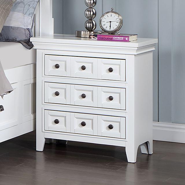 CASTILE Night Stand w/ USB, White - U&U Home Budget Furniture (Carteret, NJ)